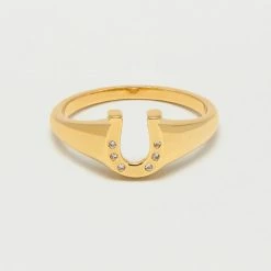 Estella Bartlett CZ Lucky Horseshoe Signet Ring Sale