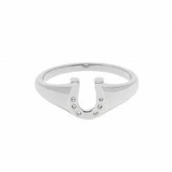 Estella Bartlett CZ Lucky Horseshoe Signet Ring