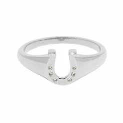 Estella Bartlett CZ Lucky Horseshoe Signet Ring