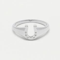 Estella Bartlett CZ Lucky Horseshoe Signet Ring