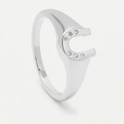 Estella Bartlett CZ Lucky Horseshoe Signet Ring