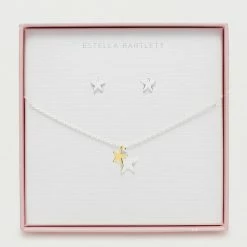Estella Bartlett Double Star Necklace And Stud Earrings Gift Set
