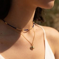 Estella Bartlett Sale Double Charm Hammered Disc And CZ Nugget Necklace