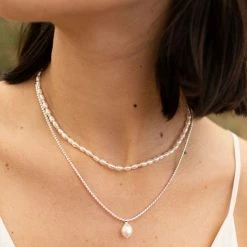 Estella Bartlett Baroque Pearl Pendant Rope Chain Necklace